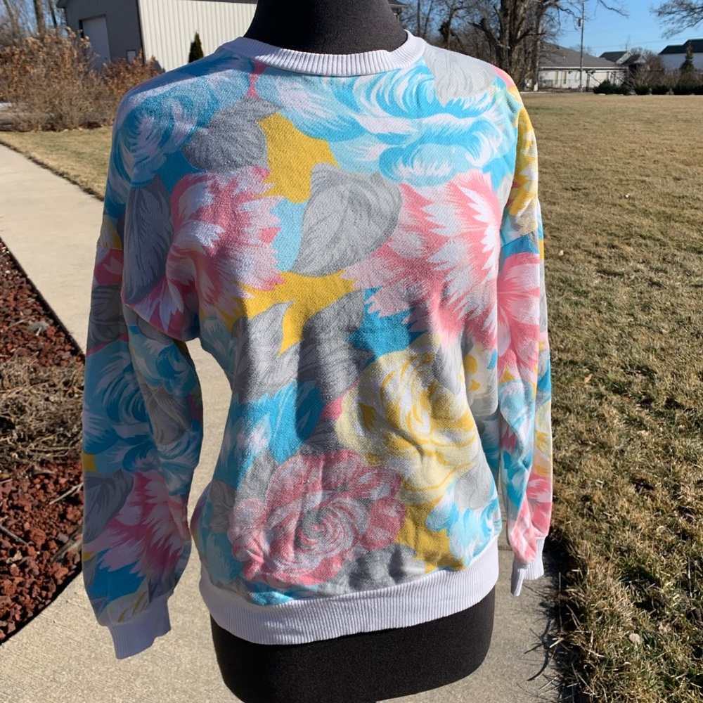 Vintage Topson Downs sweatshirt pastel floral L